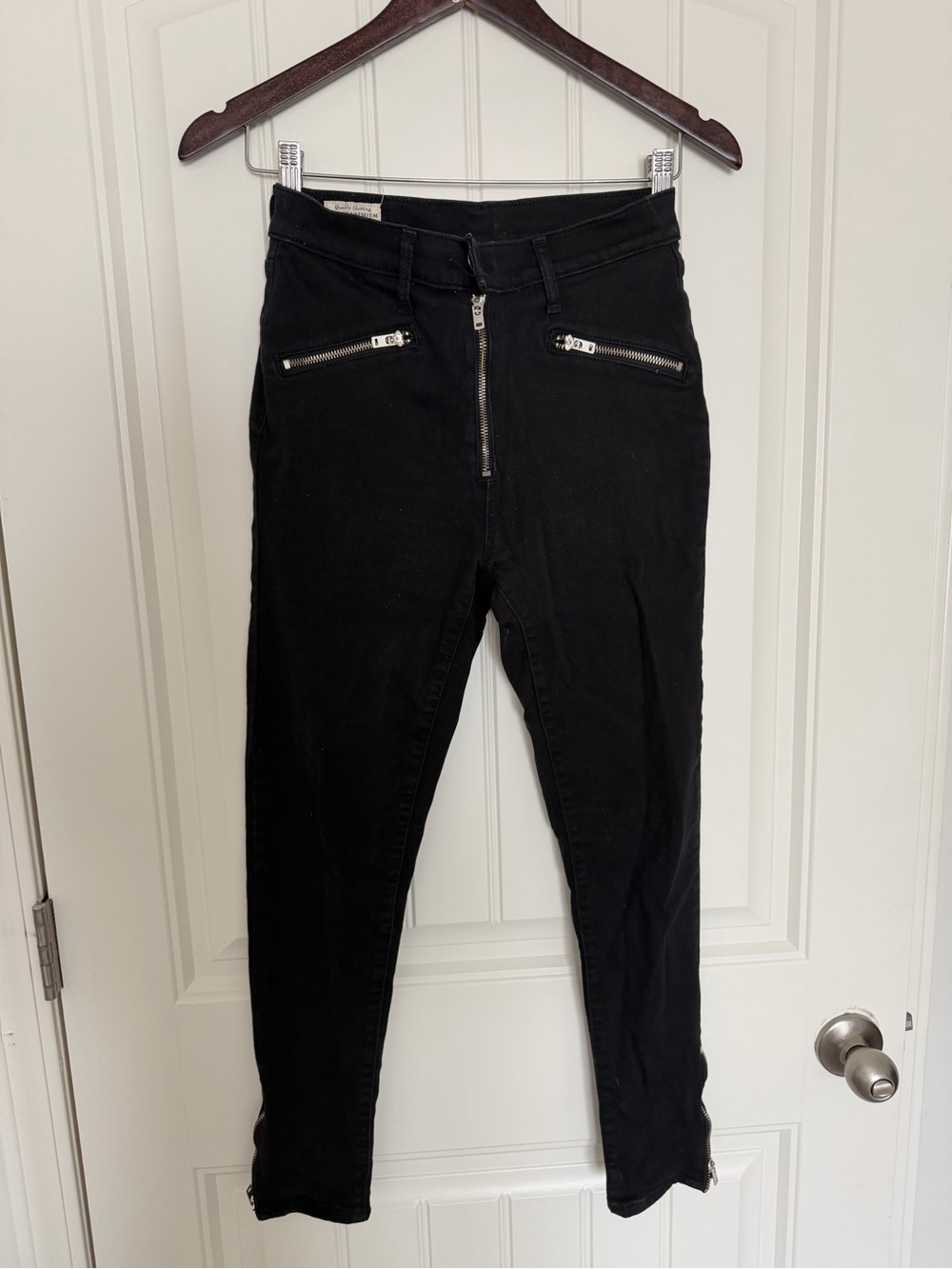 Levi's Black Straight-Leg Jeans with Front Zippers